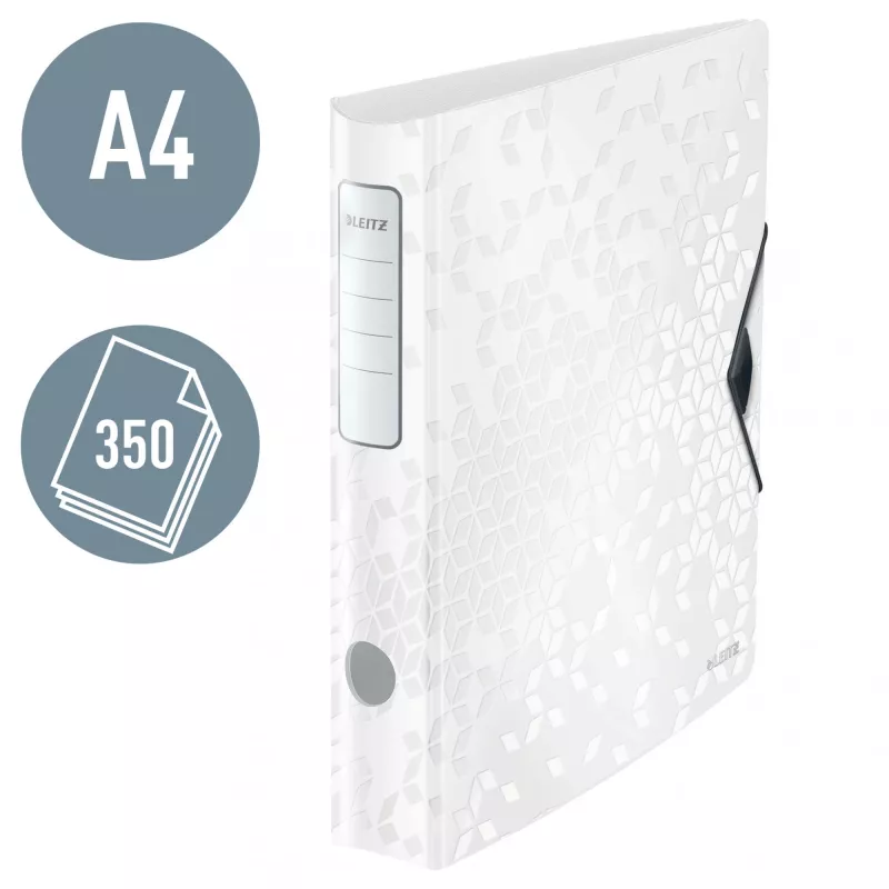 Leitz zakladač Active PP WOW A4/65 mm, A4, D-krúžok, na ukladanie, polyfoam, biela, 350 listov