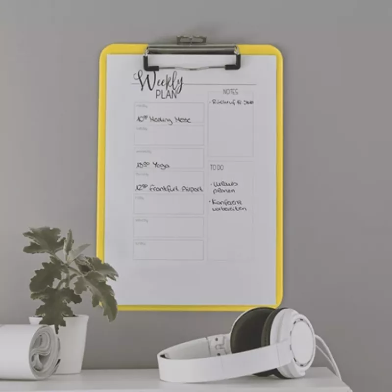 Leitz klip na písanie bez predného krytu WOW, A4, plast, žltá, 80 listov, 228 mm, 320 mm