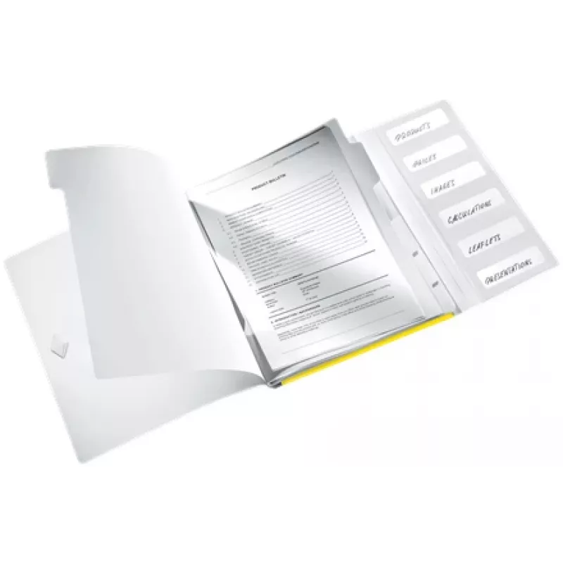 Leitz WOW PP kniha s oddeľovačmi, 6 záložiek, klasické spisové dosky, A4, polypropylén (PP), žltá, lesklá, 200 listov