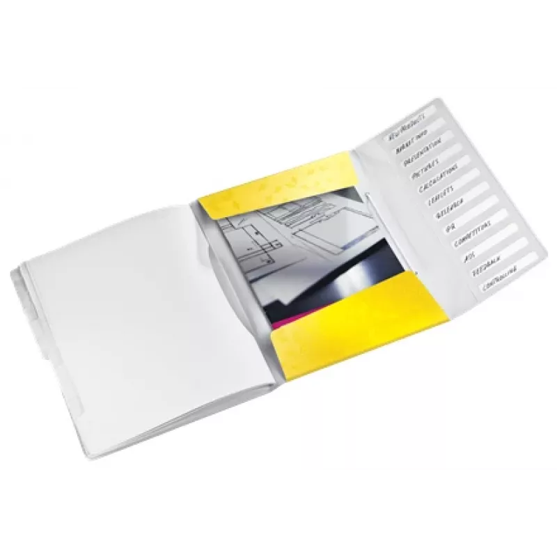 Leitz kniha s oddeľovačmi WOW PP 12-dielna, A4, polypropylén (PP), žltá, 200 listov, 80 g/m², 265 mm