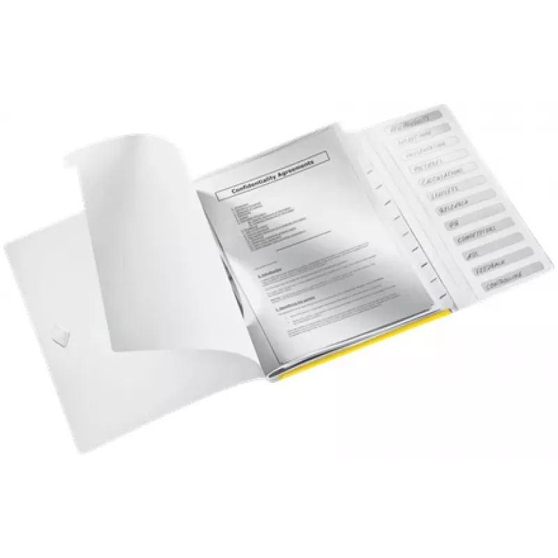 Leitz kniha s oddeľovačmi WOW PP 12-dielna, A4, polypropylén (PP), žltá, 200 listov, 80 g/m², 265 mm