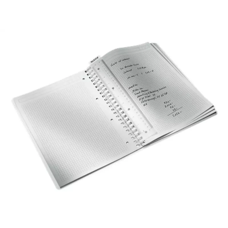 Leitz WOW zápisník A4 kockovaný, Wire-O väzba s PP obalom, vzor, čierna, A4, 80 listov, 80 g/m², kockovaný papier