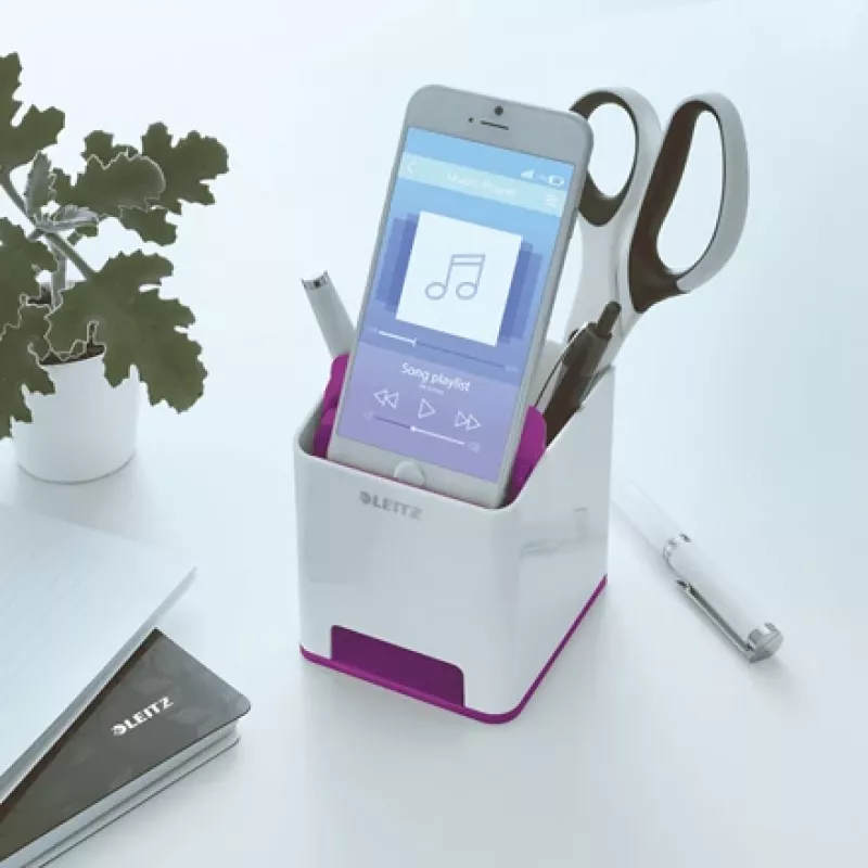 Leitz stojan na perá Sound Pen Holder WOW, fialový, polystyrén (PS), 90 mm, 101 mm, 100 mm, 140 g
