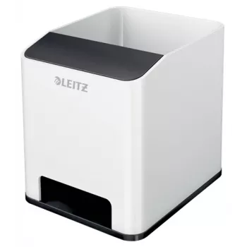 Leitz stojan na perá Sound Pen Holder WOW, čierny, biely, polystyrén, 90 mm, 101 mm, 100 mm, 140 g