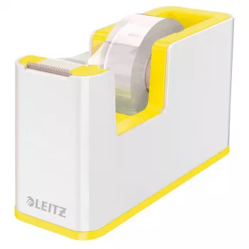 Leitz stolový odvíjač pásky WOW, 1,9 cm, 33 m, polystyrén (PS), biela, žltá, 51 mm, 126 mm