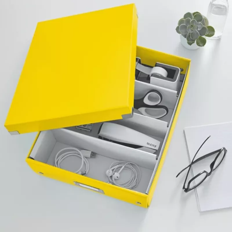 Leitz Click & Store WOW stredný organizér box, úložný box, žltá, obdĺžnikový, kartón, monochromatický, interiér