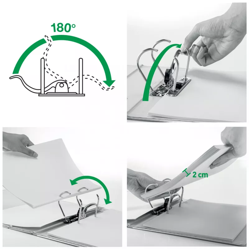 Leitz Hebelordner Active PP WOW A4/65 mm, A4, D-krúžok, ukladanie, Polyfoam, zelená, 350 listov