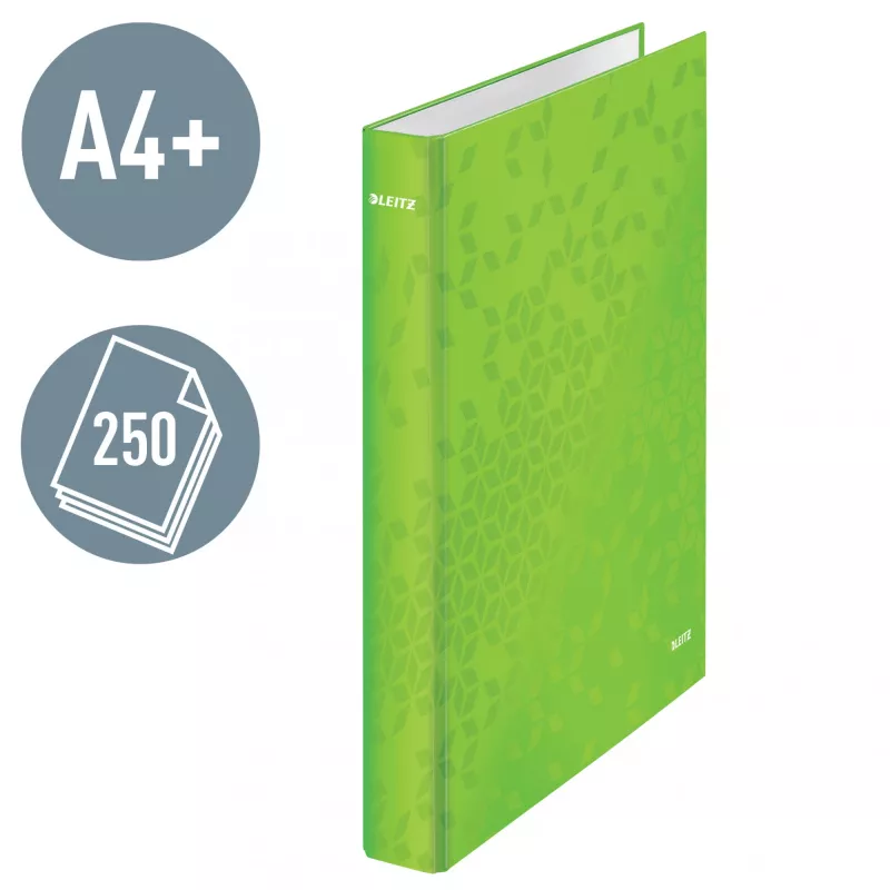 Leitz Ringbinder WOW Laminierter A4+ 2DR/25mm, A4+, D-krúžok, kartón, zelená, 250 listov, 80 g/m²