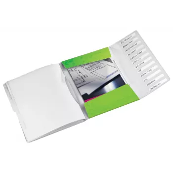 Leitz WOW PP Trennblätter-Buch, 12 priehradiek, A4, polypropylén (PP), zelená, 200 listov, 80 g/m², 265 mm
