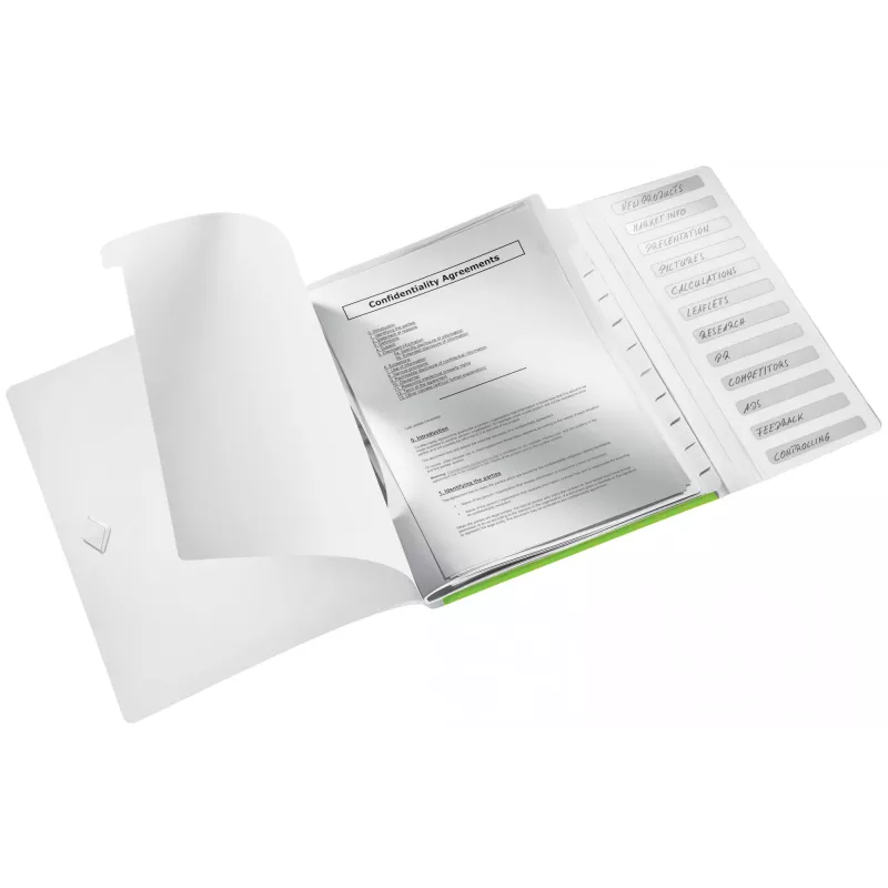 Leitz WOW PP Trennblätter-Buch, 12 priehradiek, A4, polypropylén (PP), zelená, 200 listov, 80 g/m², 265 mm