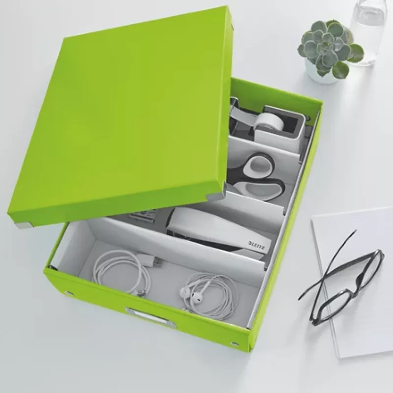Leitz Click & Store WOW Medium Organiser Box, úložná krabica, zelená, obdĺžniková, kartón, jednofarebná, interiér