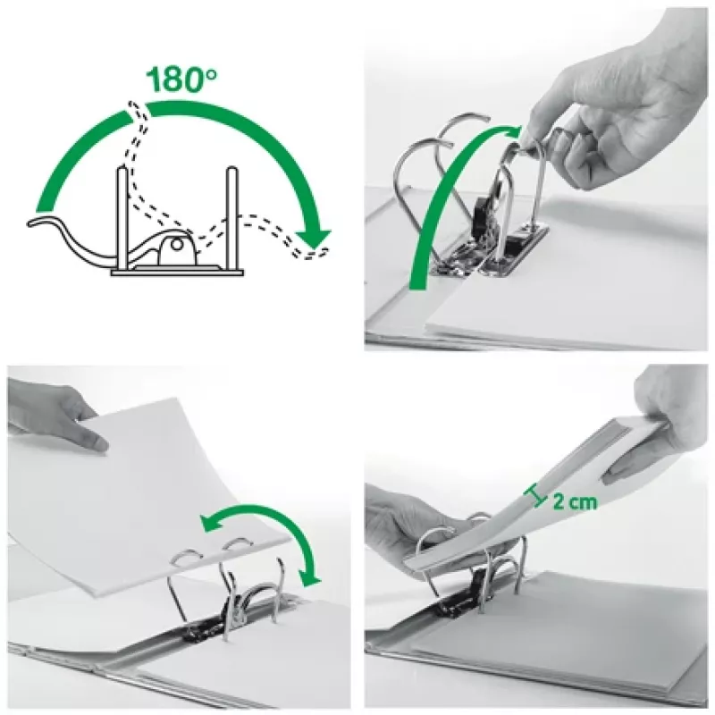 Leitz 180° Recycle pákový zakladač, A4, kartón, čierna, 350 listov, 80 g/m², 320 mm