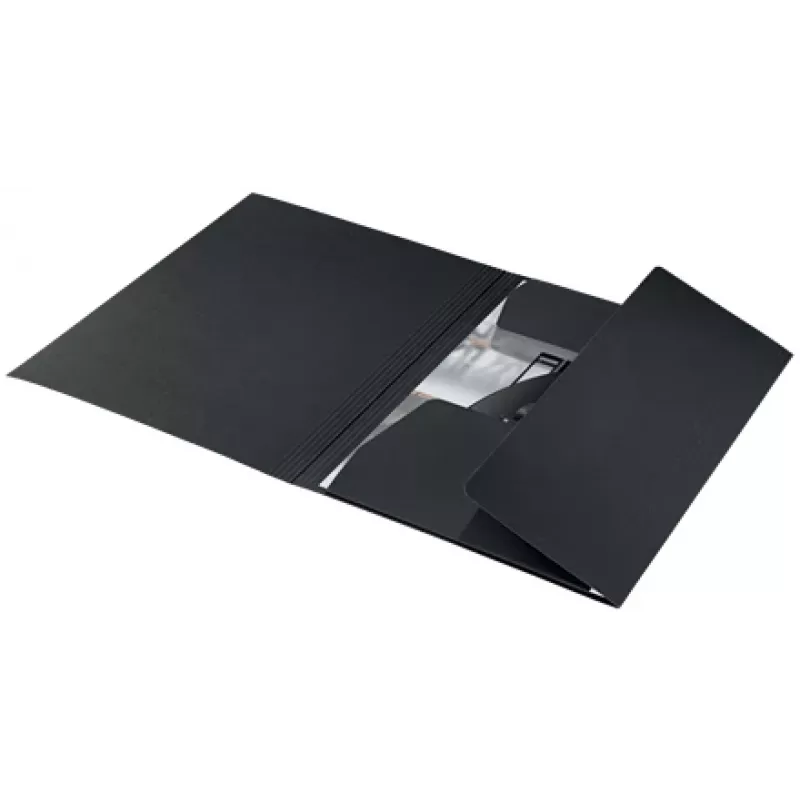 Leitz Recycle Card 3-Flap Folder, klasický zakladač, A4, kartón, čierna, matná, 250 listov