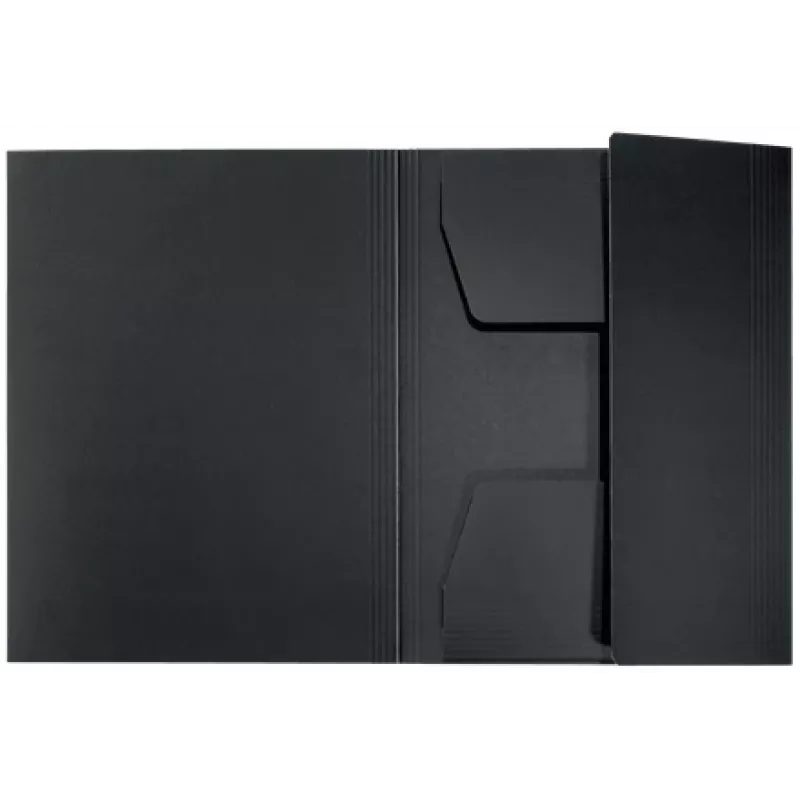 Leitz Recycle Card 3-Flap Folder, klasický zakladač, A4, kartón, čierna, matná, 250 listov