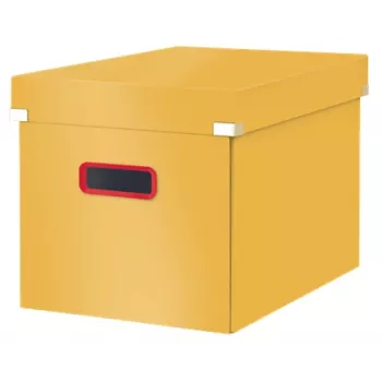Leitz Click & Store Cosy Cube Large úložná krabica, úložná krabica, žltá, obdĺžniková, kartón, jednofarebná, interiér