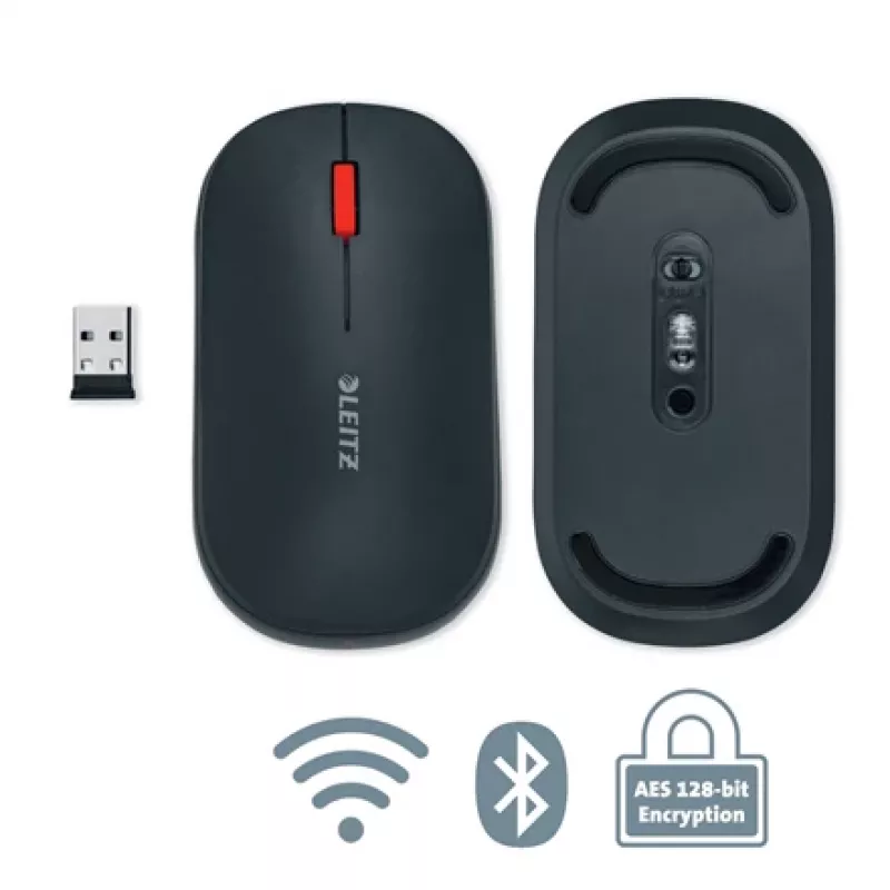 Leitz Cosy bezdrôtová myš, obojručná, RF Wireless + Bluetooth, 4000 DPI, sivá