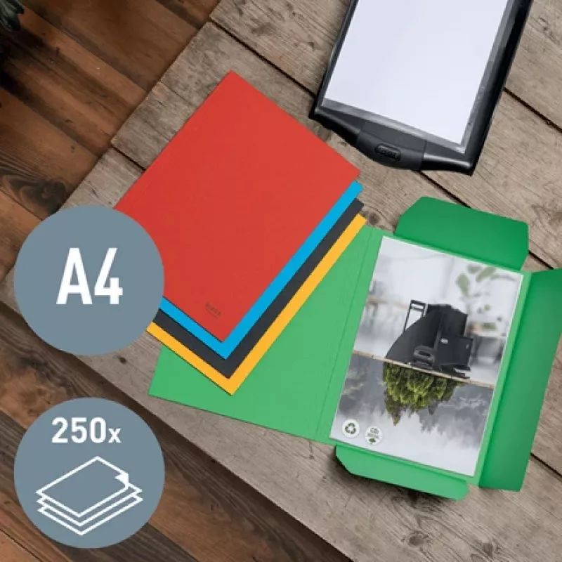 Leitz Recycle kartónové 3-chlopňové dosky, klasický šanón, A4, kartón, červená, 250 listov, 80 g/m²