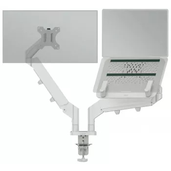 Leitz Ergo úsporný držiak na dva monitory a notebook, svorka/priechodka, 9 kg, 33 cm (13 palcov), 81,3 cm (32 palcov), 100 x 100 mm, sivý