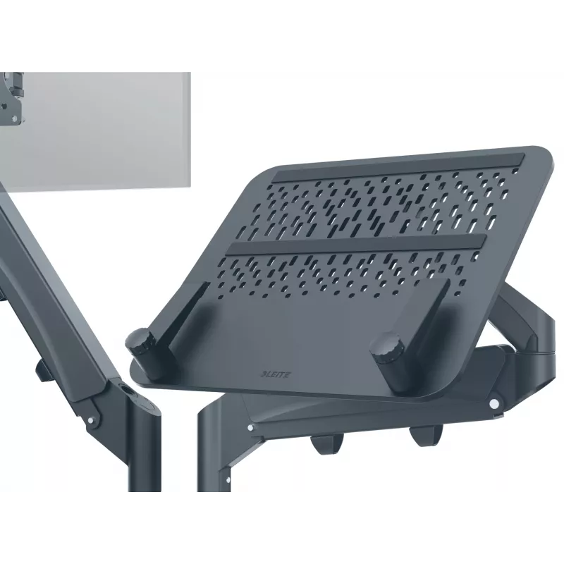 Leitz Ergo úsporný držiak na dva monitory a notebook, svorka/priechodka, 18 kg, 43,2 cm (17 palcov), 81,3 cm (32 palcov), 100 x 100 mm, tmavosivý