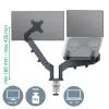 Leitz Ergo úsporný držiak na dva monitory a notebook, svorka/priechodka, 18 kg, 43,2 cm (17 palcov), 81,3 cm (32 palcov), 100 x 100 mm, tmavosivý