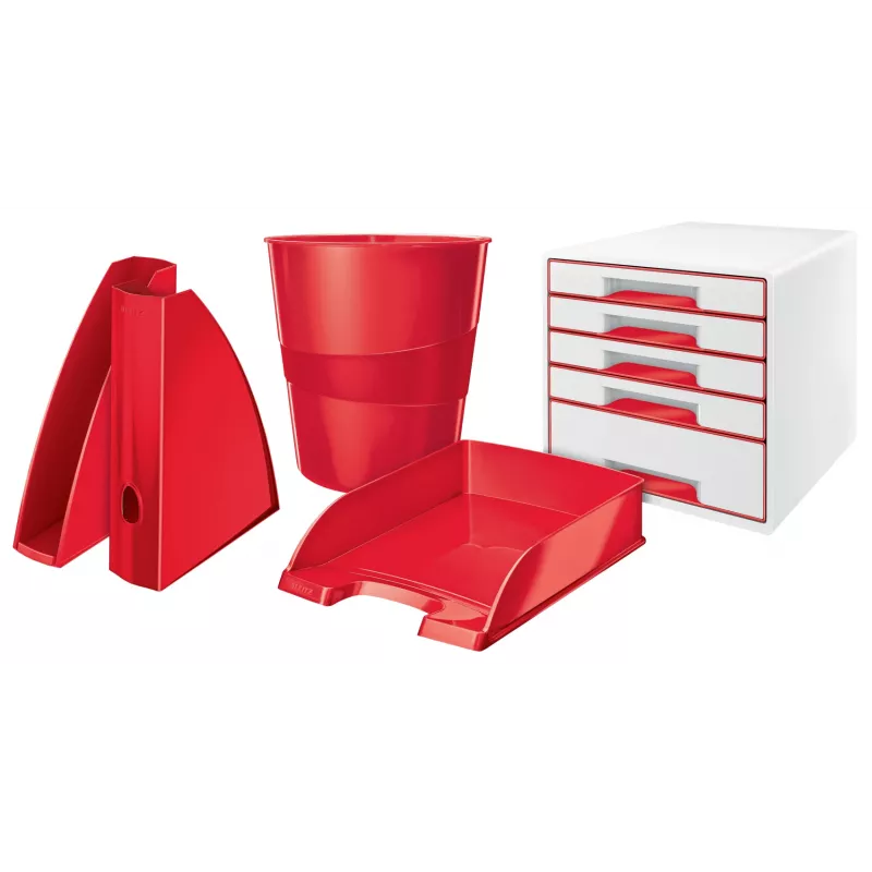 Leitz stojan na časopisy WOW, červený, plast, A4, 75 mm, 258 mm, 312 mm