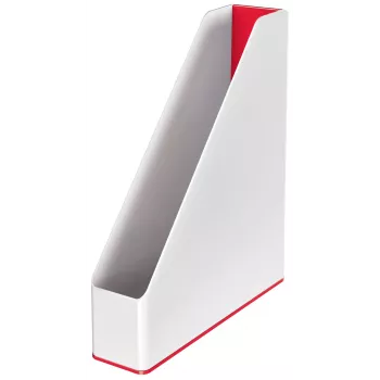 Leitz stojan na časopisy WOW Dual Colour, červený, biely, plast, A4, 73 mm, 318 mm, 272 mm