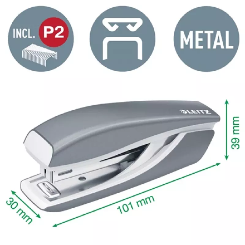 Leitz zošívačka a dierovačka sada Mini WOW, 10 listov, červená, P2, kov, 80 g/m², 3,5 cm