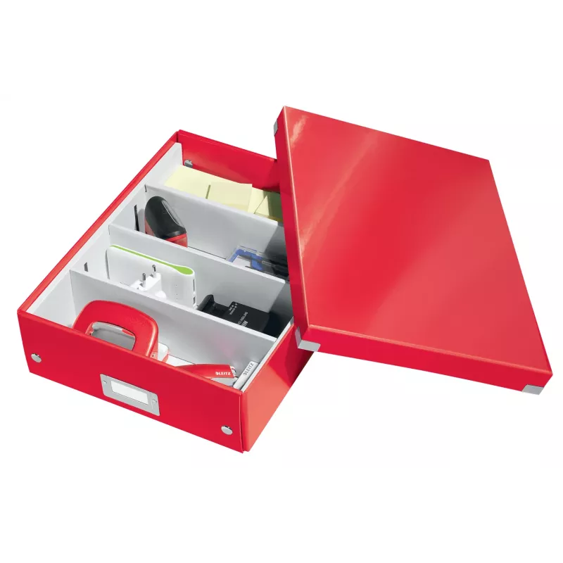 Leitz Click & Store WOW Medium organizér box, úložná krabica, červená, obdĺžniková, kartón, monochromatická, interiér