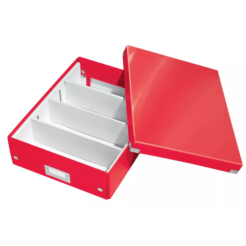 Leitz Click & Store WOW Medium organizér box, úložná krabica, červená, obdĺžniková, kartón, monochromatická, interiér