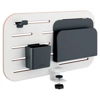 Leitz Ergo Small Pegboard organizér na pracovný stôl, 42x25 cm, MDF, recyklovaný plast, guma, biely, uchytenie svorkou, Letter, papier, obrázok, 450 x 61 x 330 mm, 450 mm