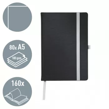Leitz Style zápisník A5 čistý s tvrdým obalom, monochromatický, čierna, A5, 80 listov, 100 g/m², tvrdý obal