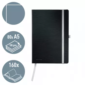 Leitz Style zápisník A5 čistý s mäkkým obalom, monochromatický, čierna, A5, 80 listov, 100 g/m², mäkký obal