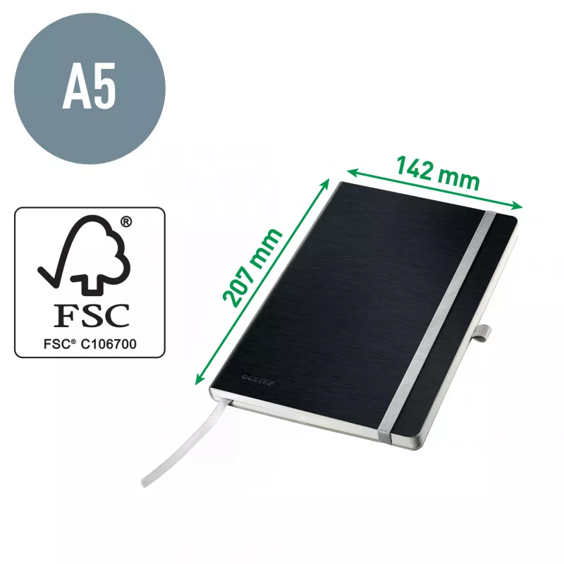 Leitz Style zápisník A5 čistý s mäkkým obalom, monochromatický, čierna, A5, 80 listov, 100 g/m², mäkký obal