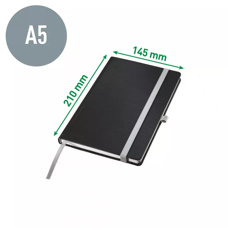 Leitz Style zápisník A5 linajkovaný s pevnou väzbou, monochromatický, modrý, A5, 80 listov, 100 g/m², linajkovaný papier