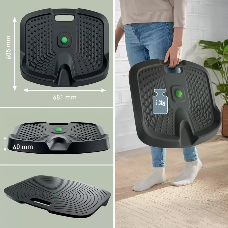 Leitz Ergo Active ergonomická protiúnavová podložka, obdĺžniková, čierna, polyuretán, Bubble, Čína, 605 x 681 mm