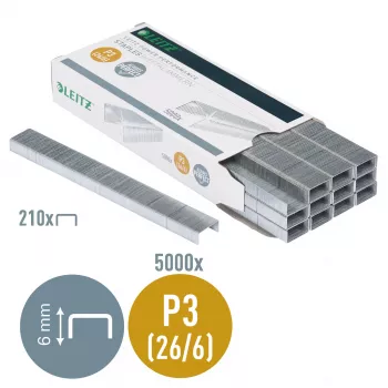 Leitz sponky P3 26/6 škatuľa s 5000 kusmi, balenie sponiek, 26/6, 6 mm, 210 sponiek, zošívanie, 26/6