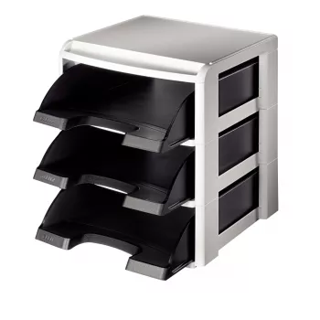 Leitz Briefablage-Rack Plus 3 priehradky, plast, čierna, A4, A4, 3 zásuvky, list