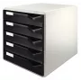 Leitz Post Set, 5 zásuviek, plast, čierna, sivá, 3,65 kg, 285 x 355 x 290 mm