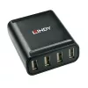 Lindy 60m 4 port USB 2.0 Cat.6 extender, USB 2.0, RJ-45, USB 2.0, čierna, kov, 52 mm, 60 mm