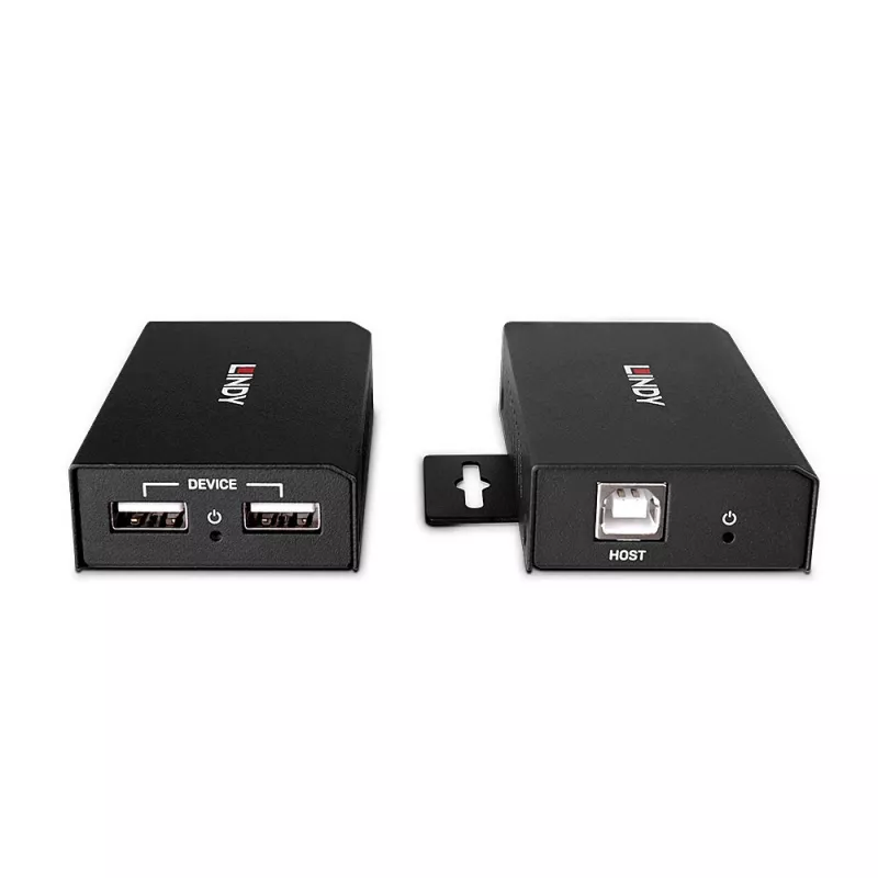 Lindy 100m 2 port USB 2.0 Cat. 6 extender, AV vysielač a prijímač, 100 m, káblové, čierna
