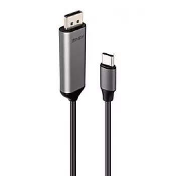 Lindy 43503 video kábel adaptér 1 m USB Type-C DisplayPort sivá