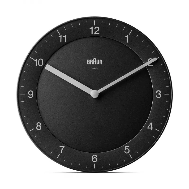 Braun BC 06 B kremenné nástenné hodiny analógové čierne kremenné hodiny kruhové čierne