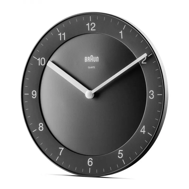 Braun BC 06 B kremenné nástenné hodiny analógové čierne kremenné hodiny kruhové čierne