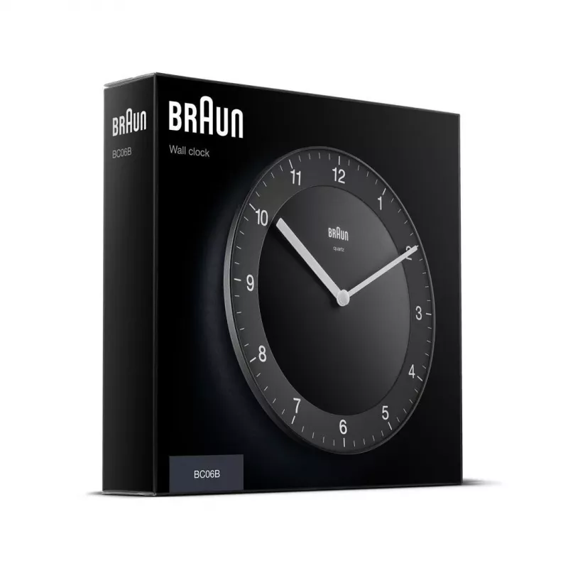 Braun BC 06 B kremenné nástenné hodiny analógové čierne kremenné hodiny kruhové čierne
