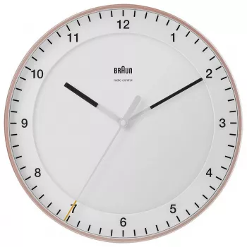Nástenné hodiny BRAUN BC 17 PW DCF — analógové DCF rádiové hodiny, ružové a biele