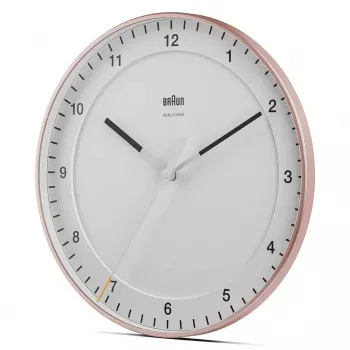 Nástenné hodiny BRAUN BC 17 PW DCF — analógové DCF rádiové hodiny, ružové a biele