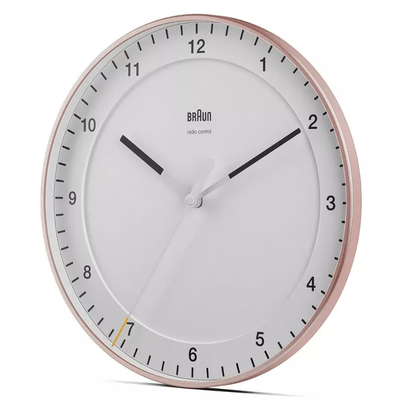 Nástenné hodiny BRAUN BC 17 PW DCF — analógové DCF rádiové hodiny, ružové a biele