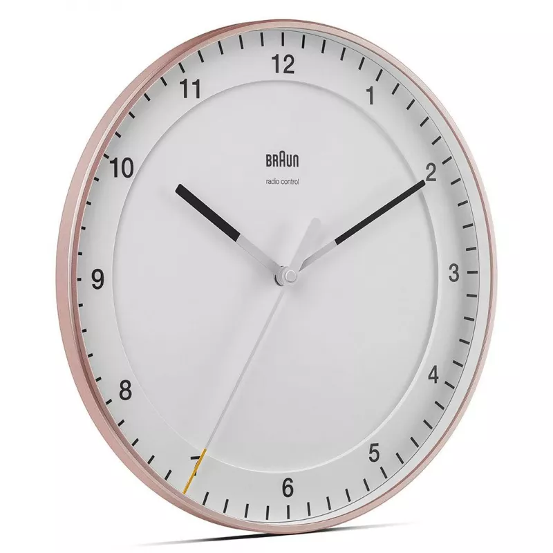 Nástenné hodiny BRAUN BC 17 PW DCF — analógové DCF rádiové hodiny, ružové a biele