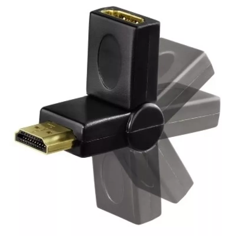Hama Kompaktný adaptér HDMI konektor samec - HDMI konektor samica, otočný, čierny