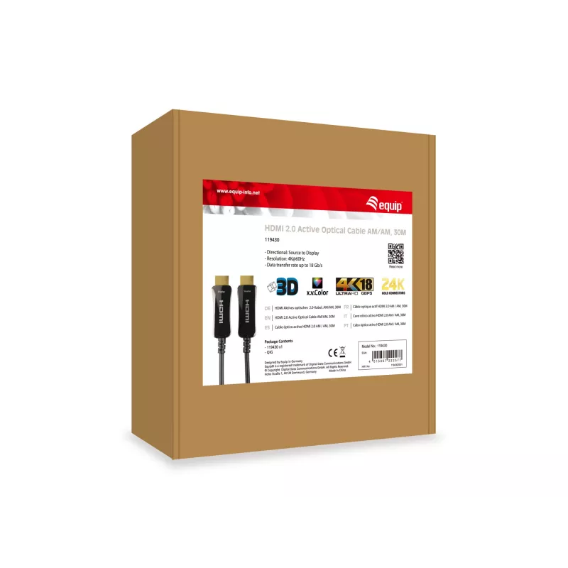HDMI kábel Equip HDMI 2.0 aktívny optický kábel M/M 30 m